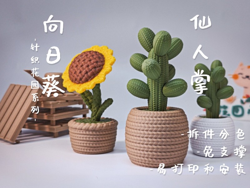Knitted Sunflower & Cactus