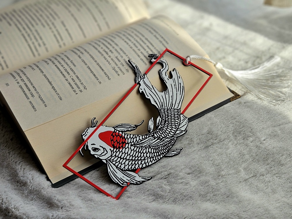 Tancho Koi Framed Bookmark