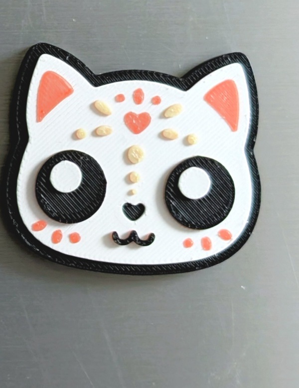 Candy Skull Cat Magnet