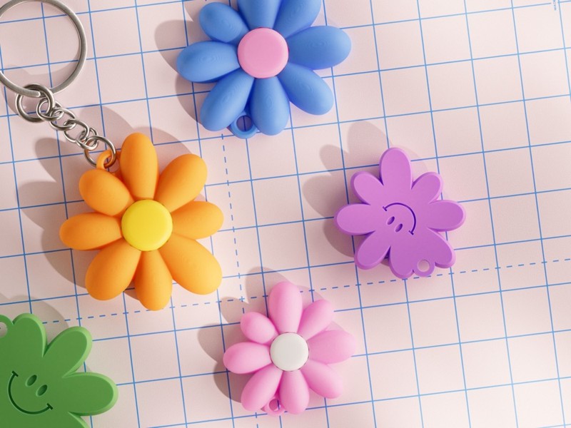 Two Tone Flower Keychain