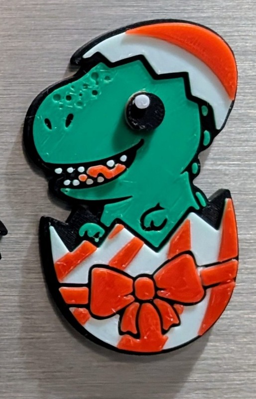 Hatching Christmas Dino Magnet