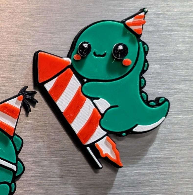 Party Rocket Dino Magnet